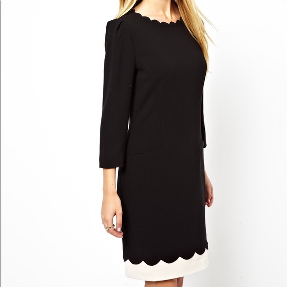 Ted Baker Black Shift Dress with Scallop Details - Picture 2 of 13